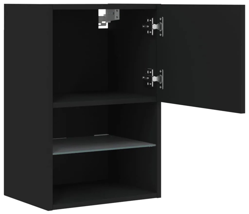 Móveis de TV com luzes LED 2 pcs 40,5x30x60 cm preto