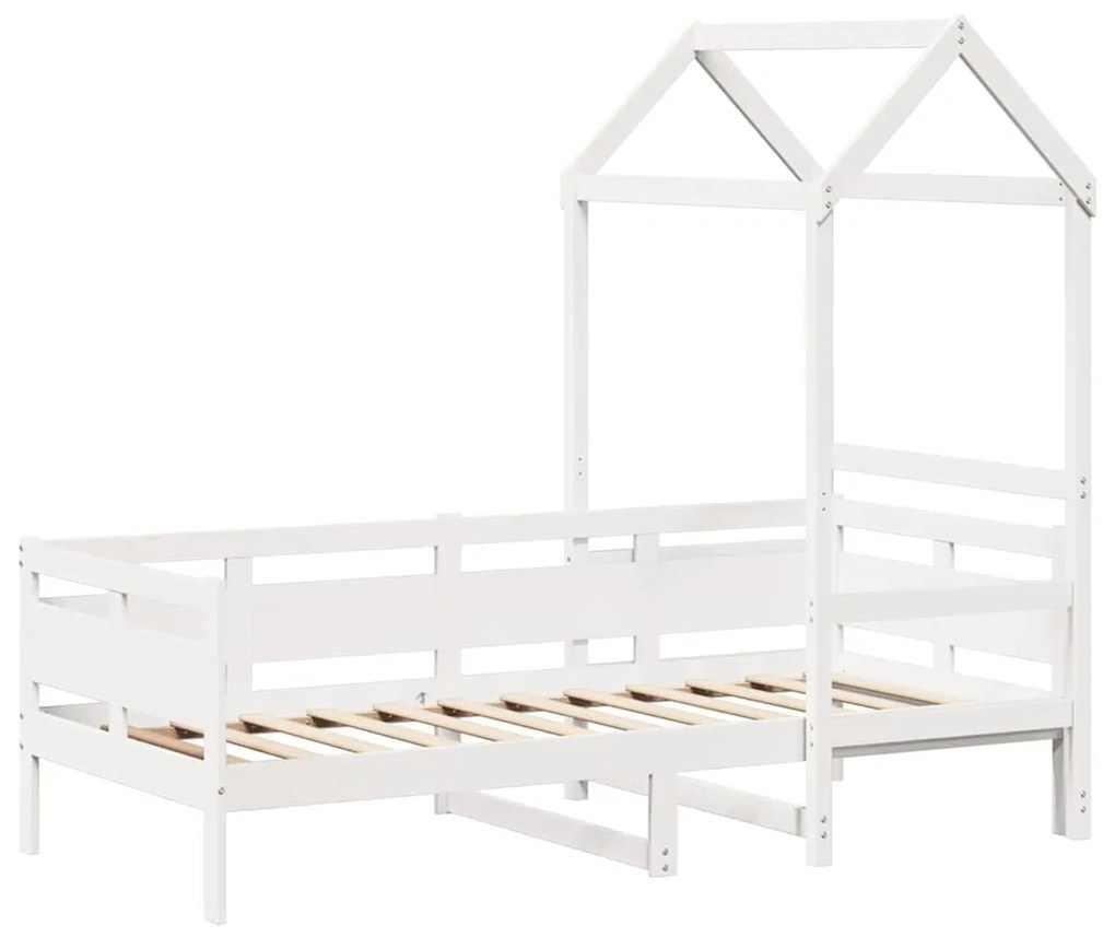 Sofá-cama c/ telhado 90x190 cm madeira de pinho maciça branco