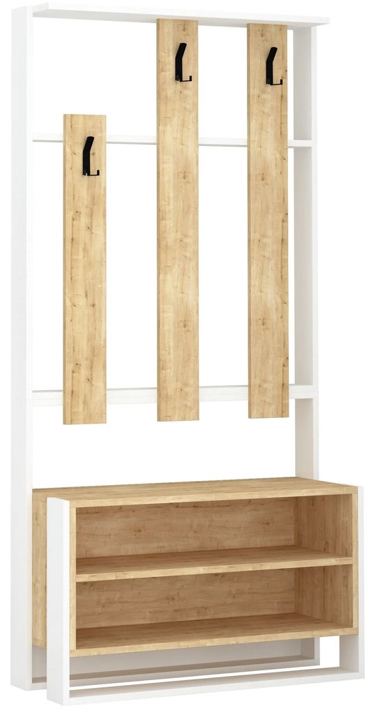 Conjunto de Entrada Chester com Cabide, Sapateira e Banco – 90x36x180