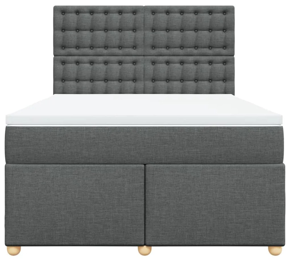Cama com molas/colchão 160x200 cm tecido cinzento-escuro