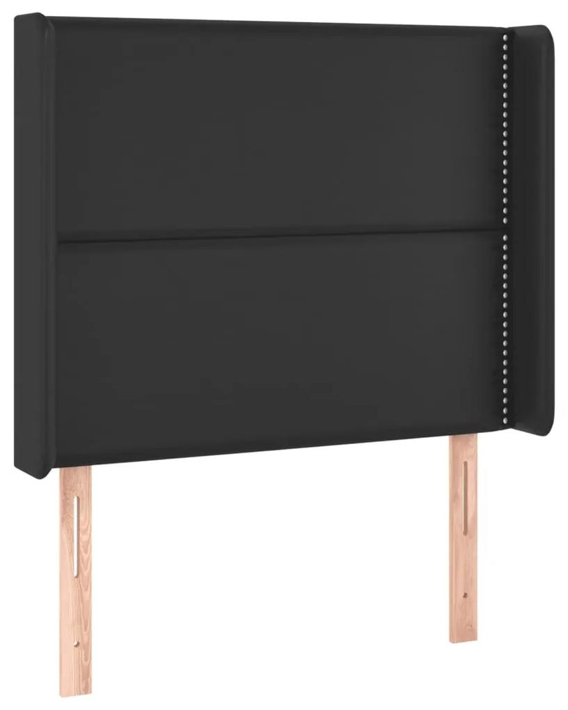 Cama box spring c/ colchão/LED 90x200 cm couro artificial preto