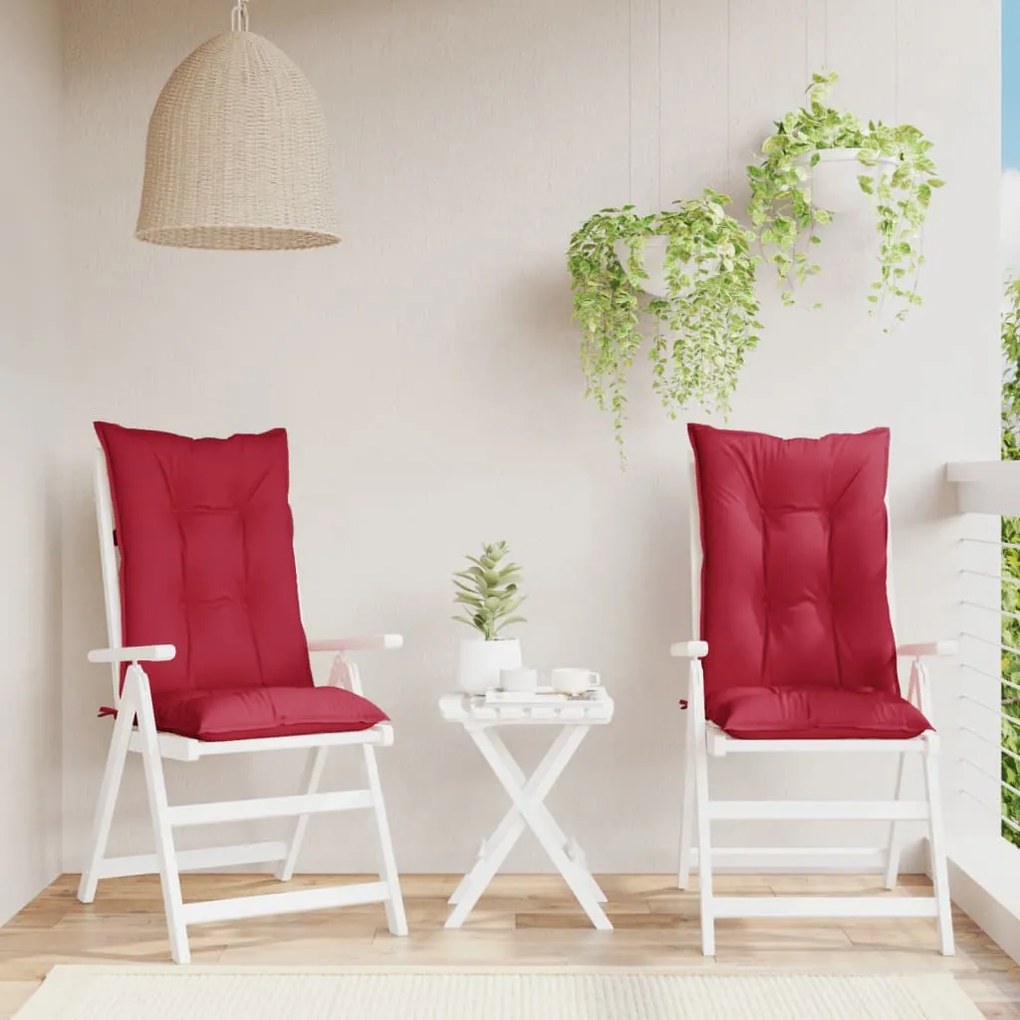 vidaXL Almofadões cadeiras altas de jardim 2 pcs tecido vermelho tinto