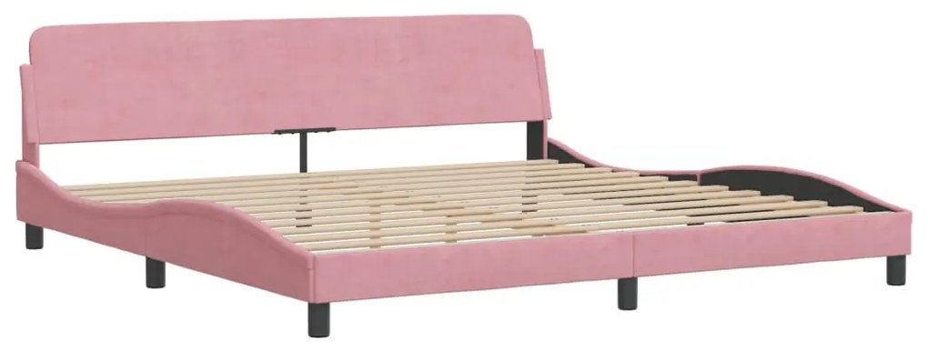 Cama com colchão 200x200 cm veludo rosa