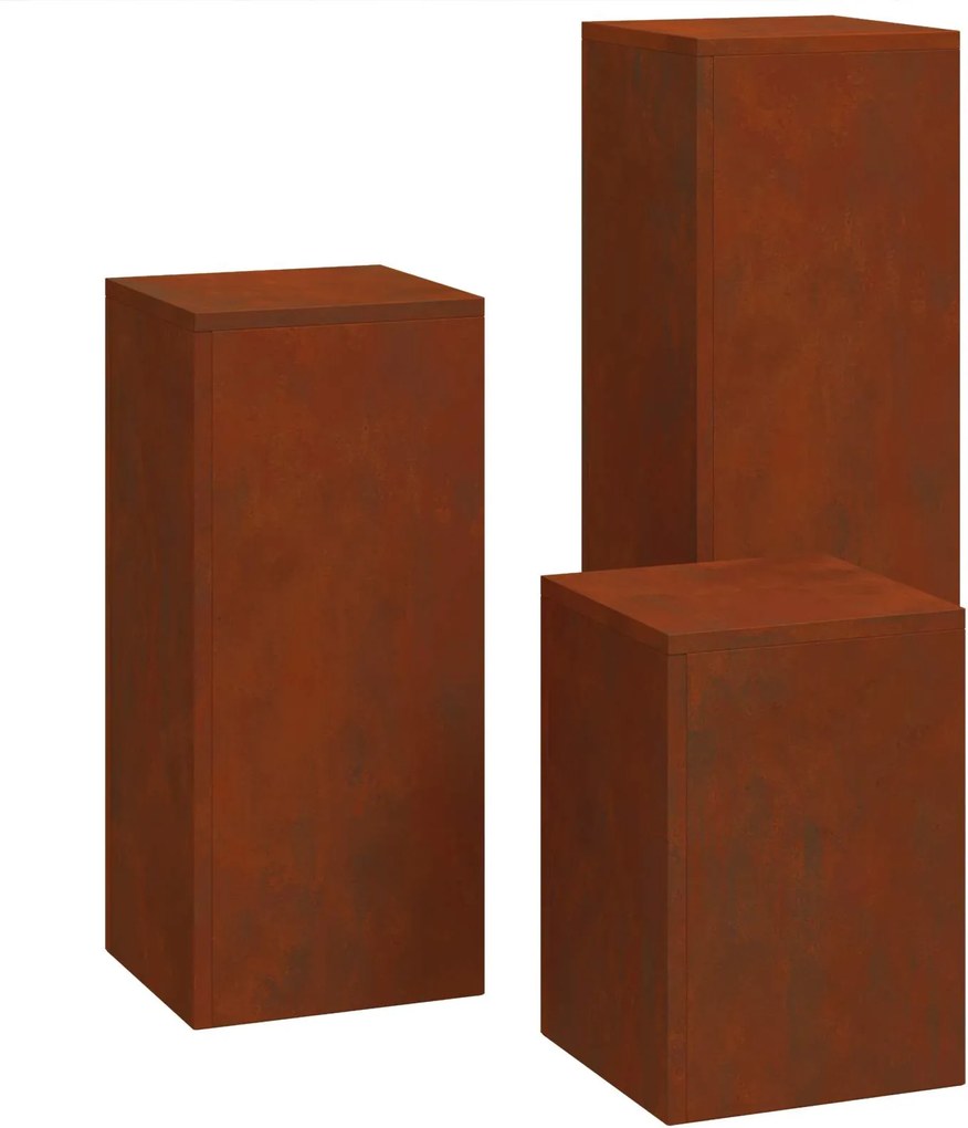 vidaXL Suporte para Plantas 3 pcs Ferro Enferrujado