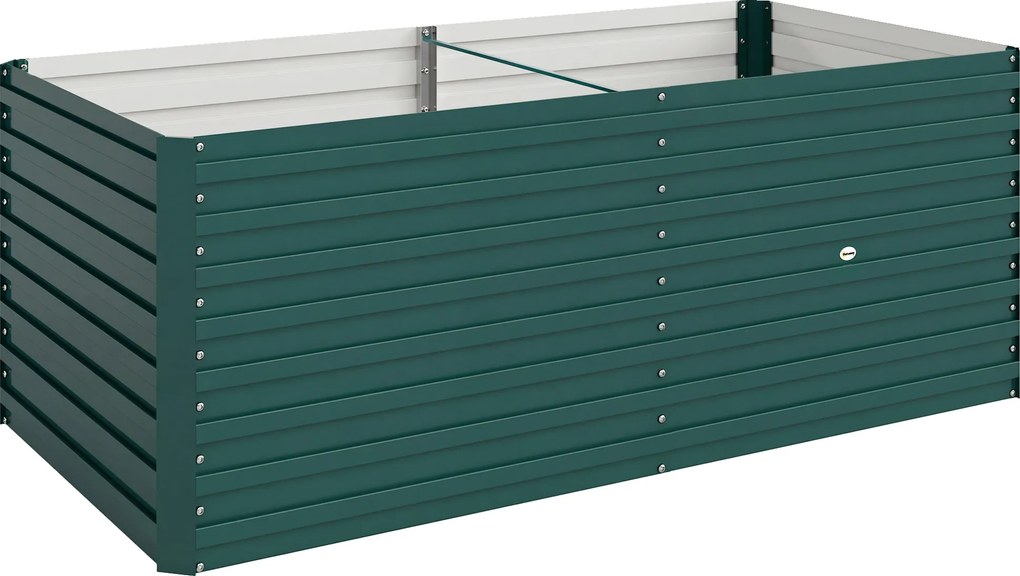 Outsunny Jardineira elevada galvanizada retangular para exterior - fundo aberto - 160 x 80 x 60 cm, verde | Aosom Portugal