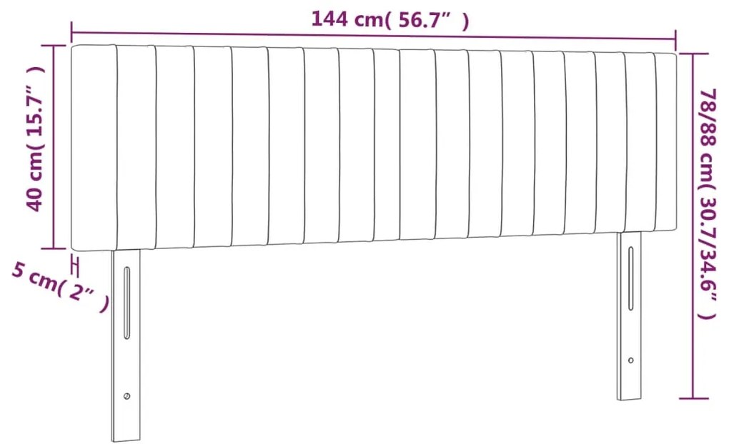 Cabeceira de cama c/ luzes LED veludo 144x5x78/88 cm preto
