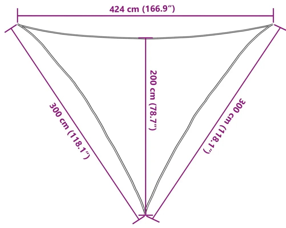Para-sol estilo vela 3x3x4,24 m oxford poliéster cinzento-claro
