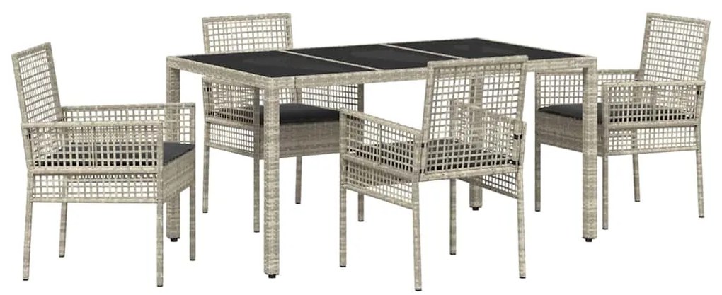 Conjunto de Jantar para Jardim 5 pcs Cinzento-claro