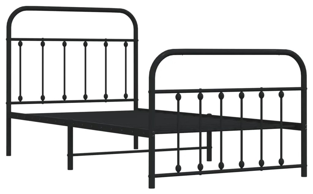 Estrutura de cama com cabeceira e pés 100x190 cm metal preto