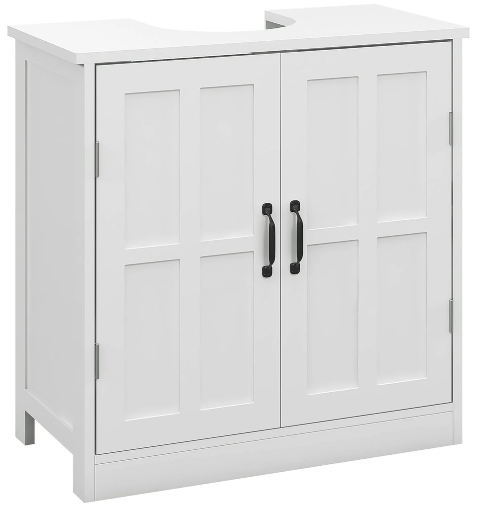 kleankin Móvel para Lavatório Pousar Armário para Casa de Banho com 2 Portas e Prateleira Interior Ajustável 60x30x60 cm Branco