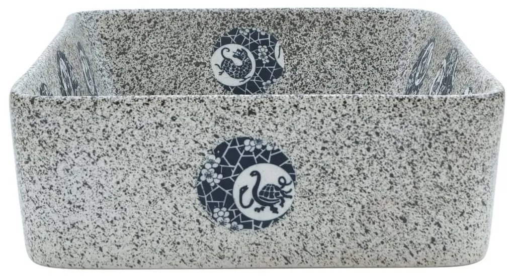 Lavatório de bancada retangular 46x35,5x13 cm cerâmica multicor