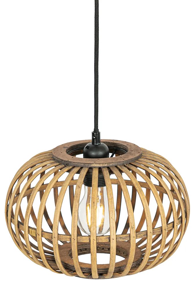 Candeeiro suspenso oriental bambu 3 luzes redondo - Amira Oriental