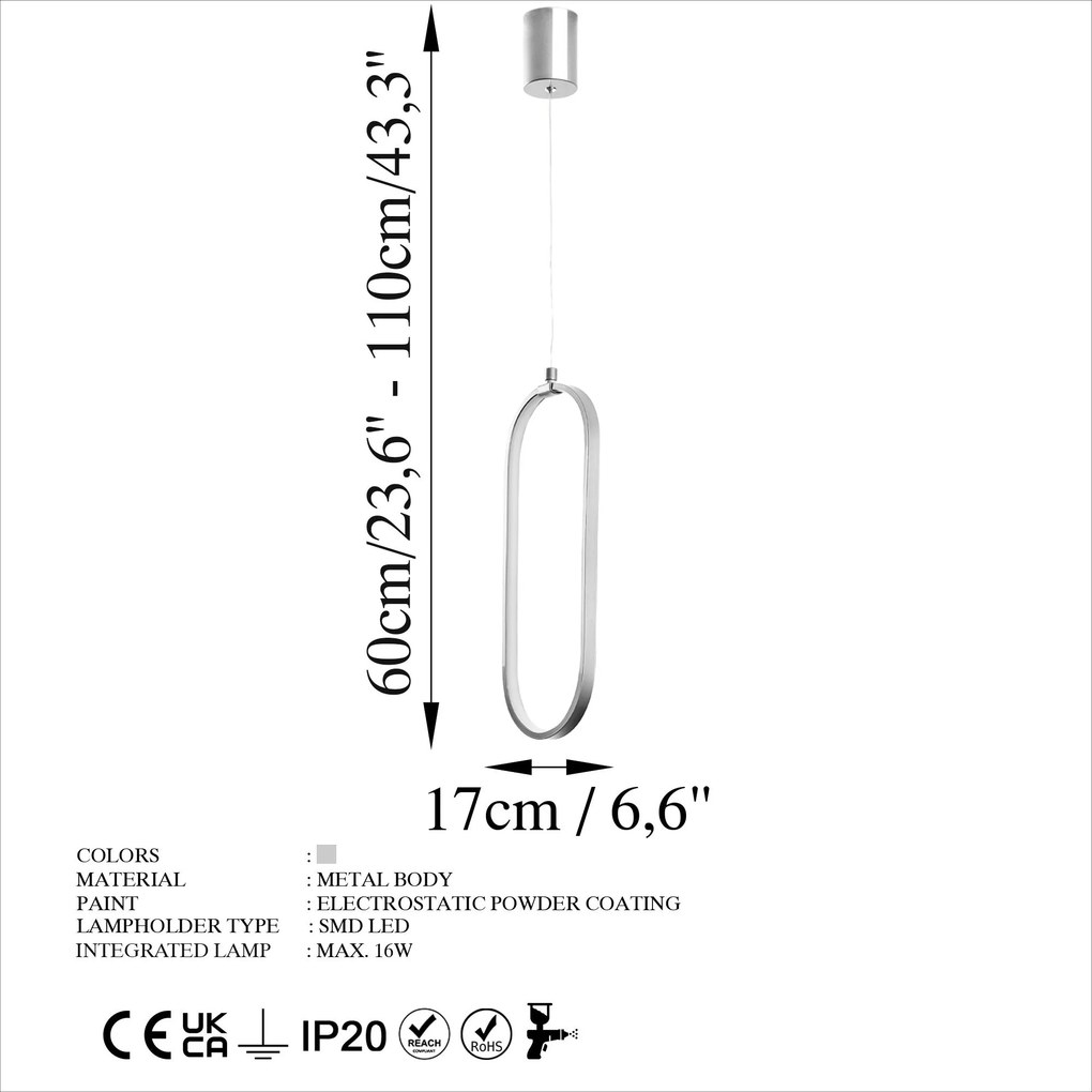 **** Chandelier Can – Chrome – 17 x 60-110 x 10 cm

**