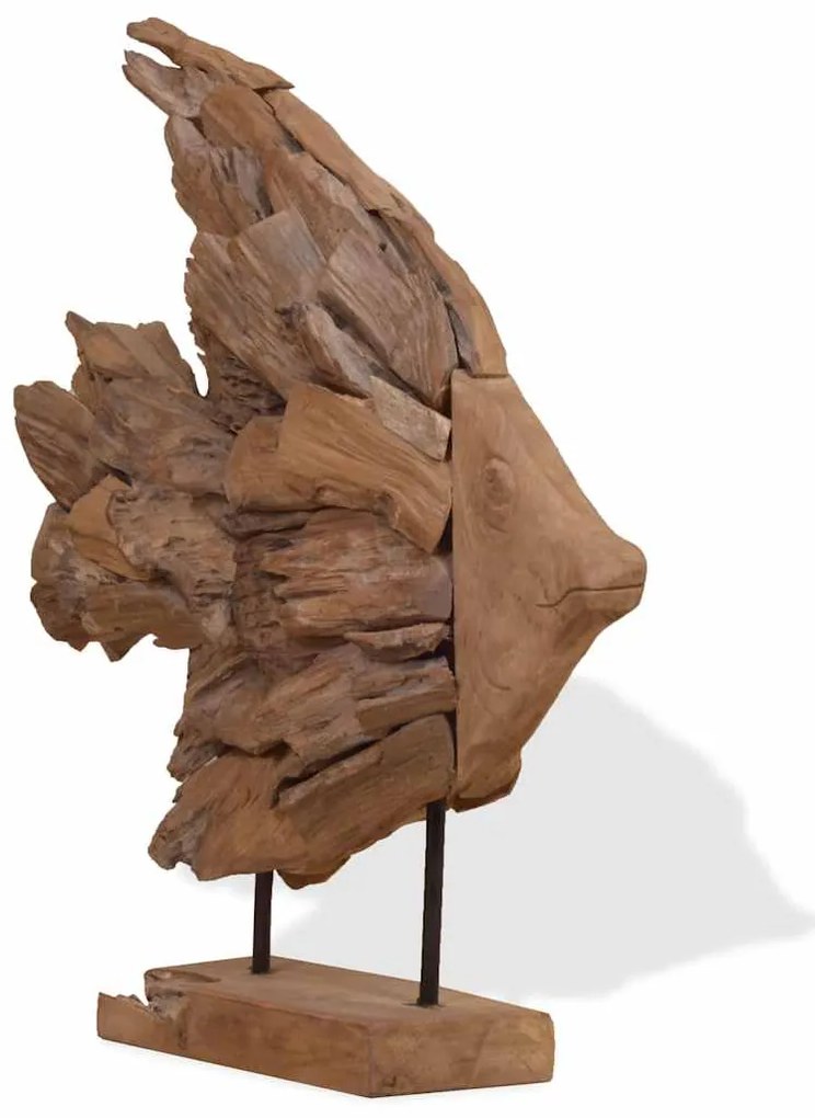 vidaXL Escultura de Peixe Teca 40x12x57 cm