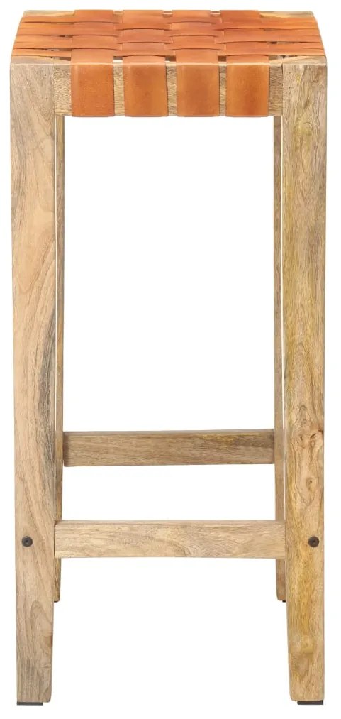 Bancos de bar 2 pcs couro genuíno 75 cm castanho