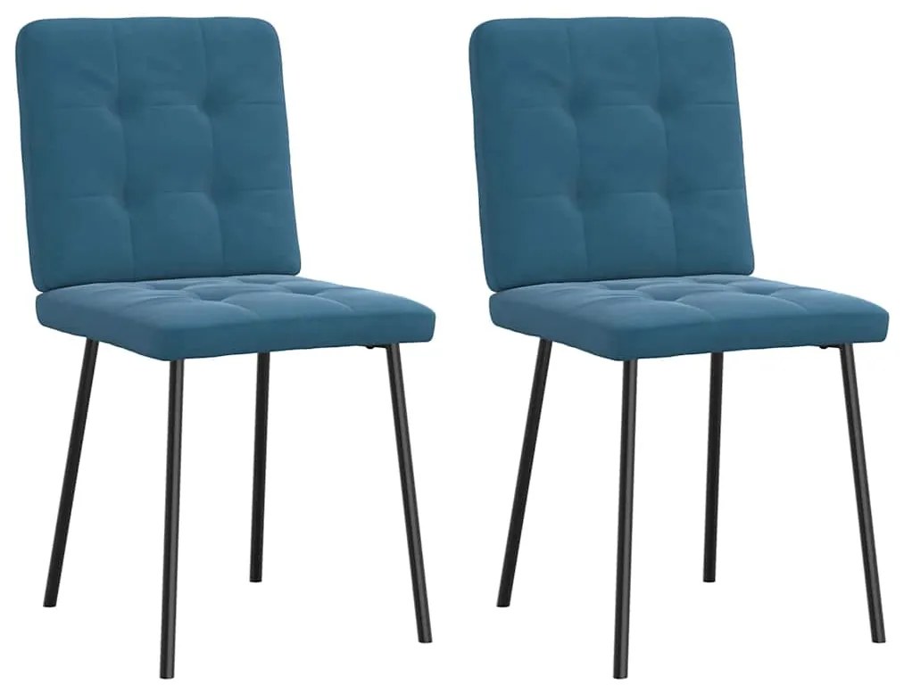 Cadeiras de jantar 2 pcs veludo azul