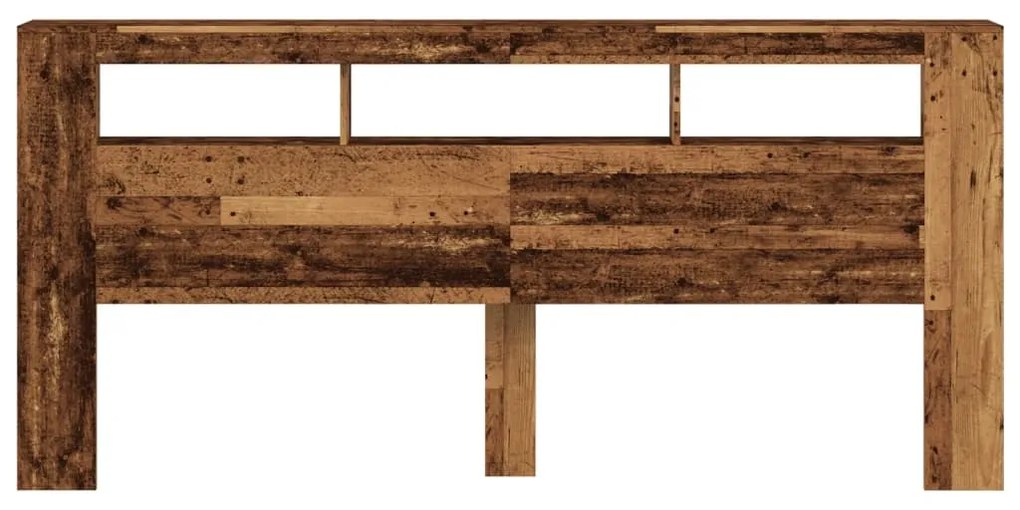Cabeceira c/ LEDs 220x18,5x103,5cm deriv. madeira madeira velha