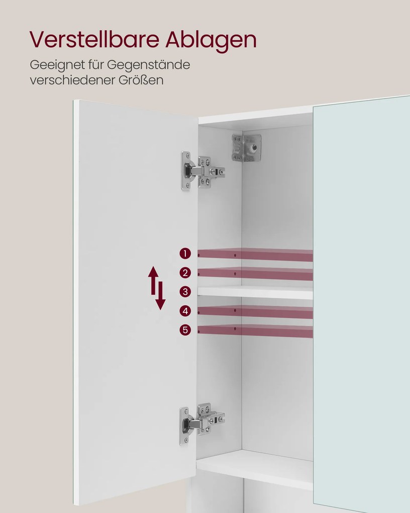 Armário de casa de banho parede com 3 portas 16,5 x 90 x 75 cm branco