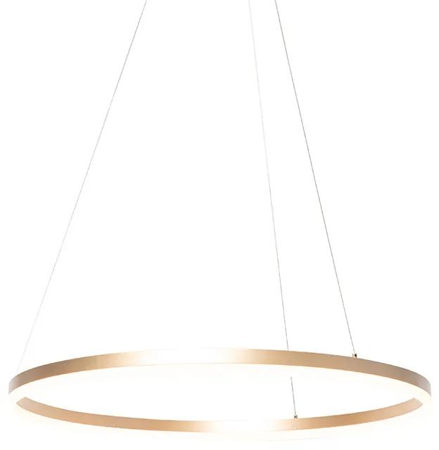 Luminária pendente tipo anel ouro 80 cm com LED e dimmer - Anello Design