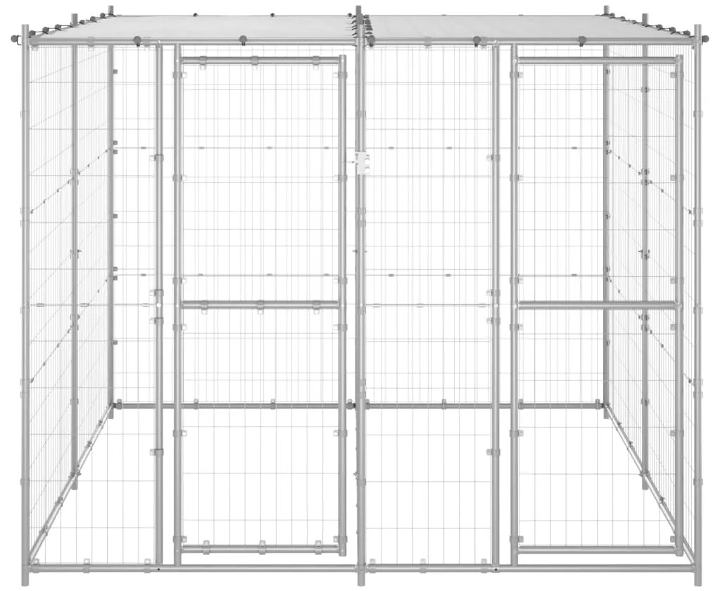 Canil de exterior com telhado 4,84 m² aço galvanizado