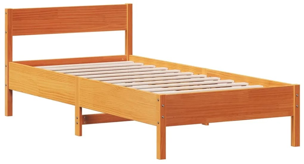 Cama sem colchão 90x200 cm pinho maciço castanho-mel