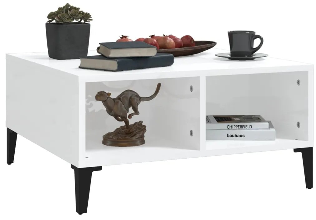 Mesa de centro 60x60x30cm derivados de madeira branco brilhante