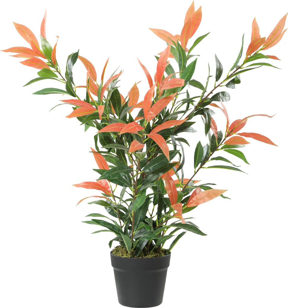HOMCOM Photinia artificial 90 cm planta artificial com 300 folhas, ramos ajustáveis, 45 x 45 x 90 cm, Vermelho+Verde | Aosom Portugal