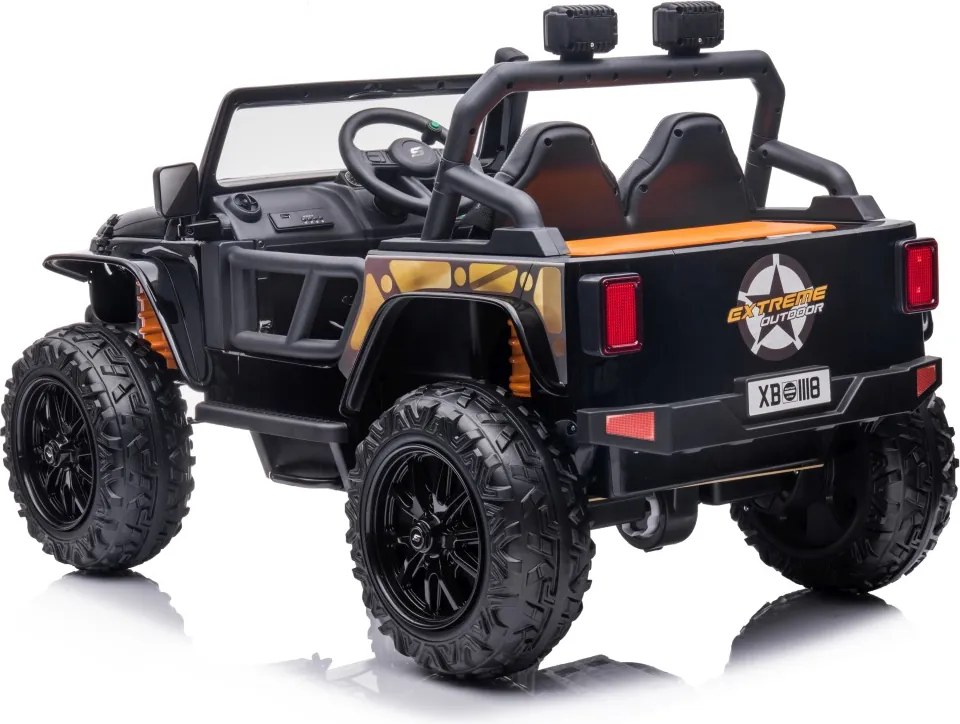 Jipe elétrico para Crianças 24V 4x4 Jeep Monster Rodas de espuma EVA, assento Couro ecológico Preto