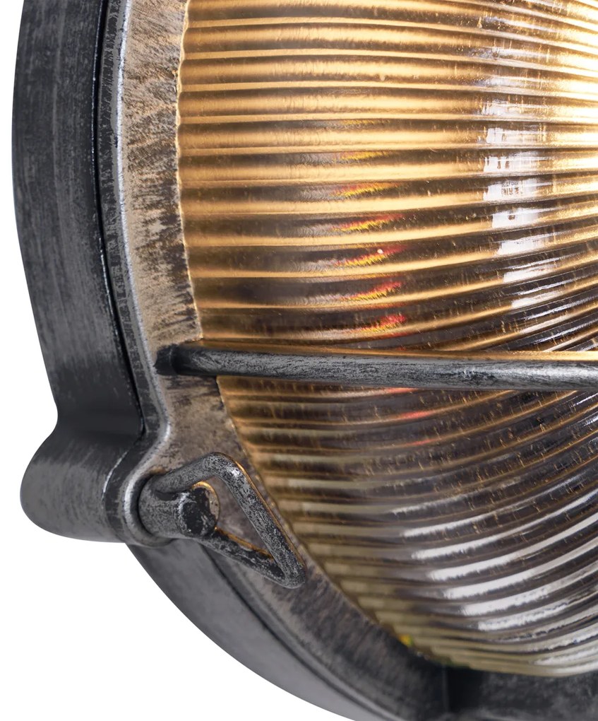 Candeeiro de Parede Exterior Prateado Redondo IP44 - Noutica