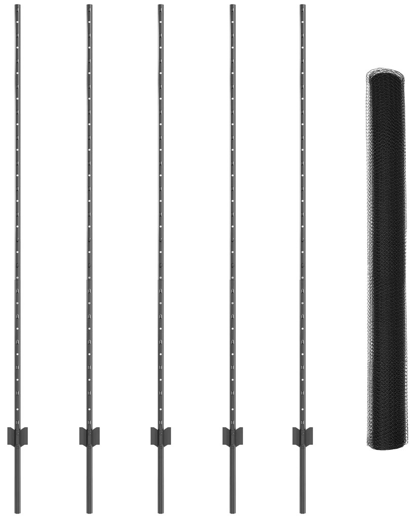 Postes de Cerca vidaXL 10 pcs U-Channel Cinza 160 cm Aço