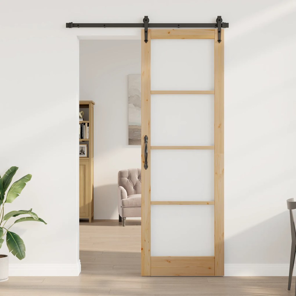 vidaXL porta interior com vidro "ORKDAL" 78x232x4 cm em madeira sólida de pinho