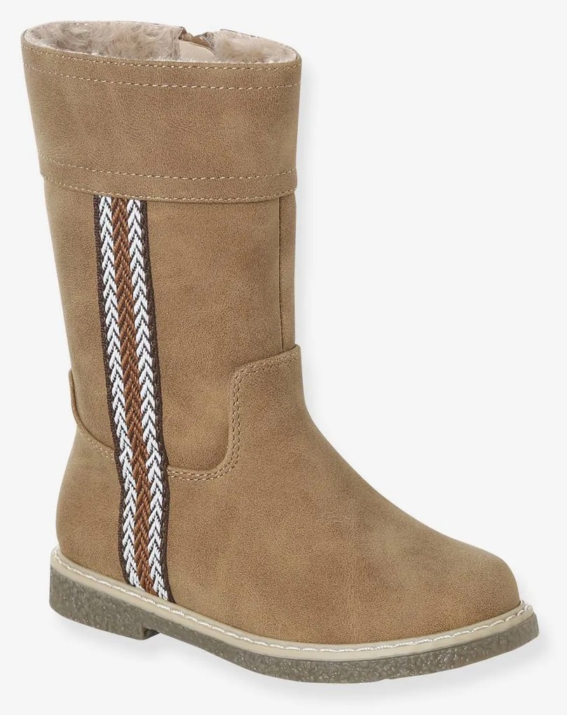 Botas com forro em pelo e fecho coleção maternal, para criança  camelo