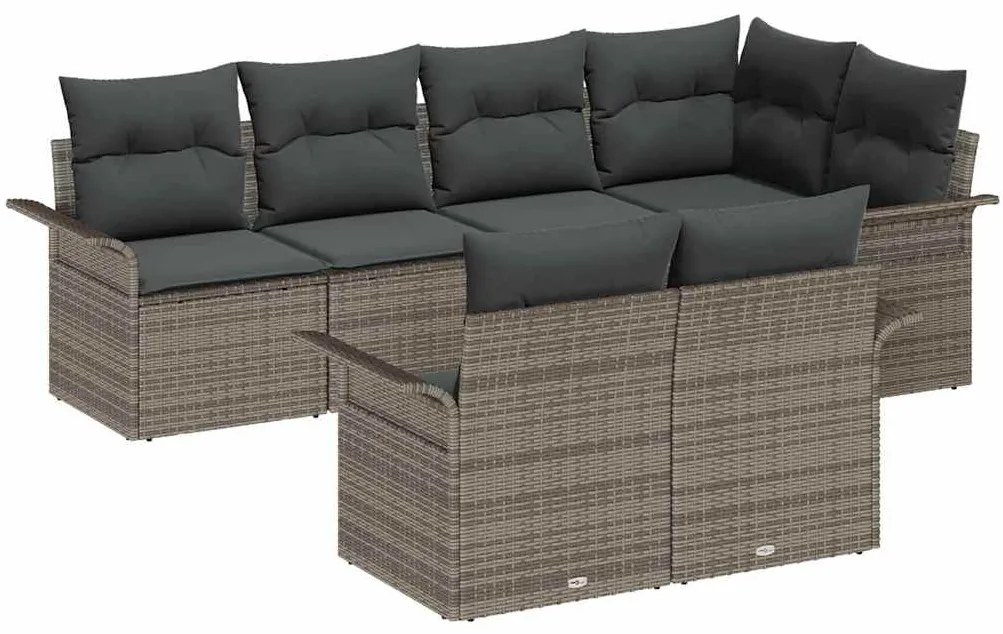 Conjunto de Sofá de Jardim 7 Peças com Almofadas - Tecido Sintético Ci