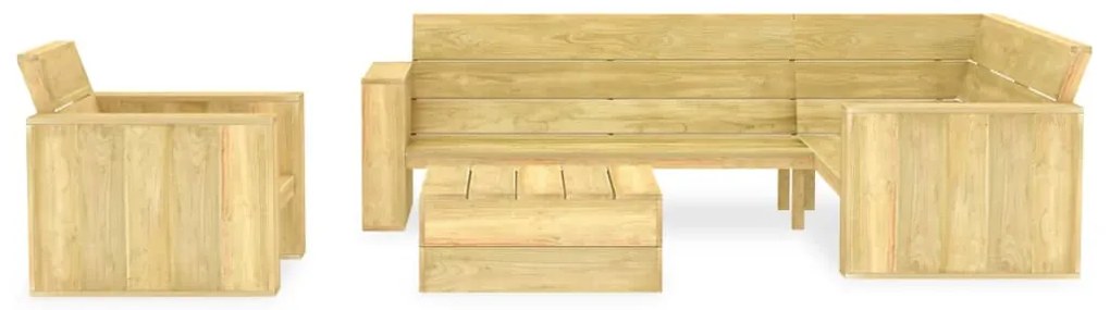 3 pcs conjunto móveis jardim madeira de pinho impregnada
