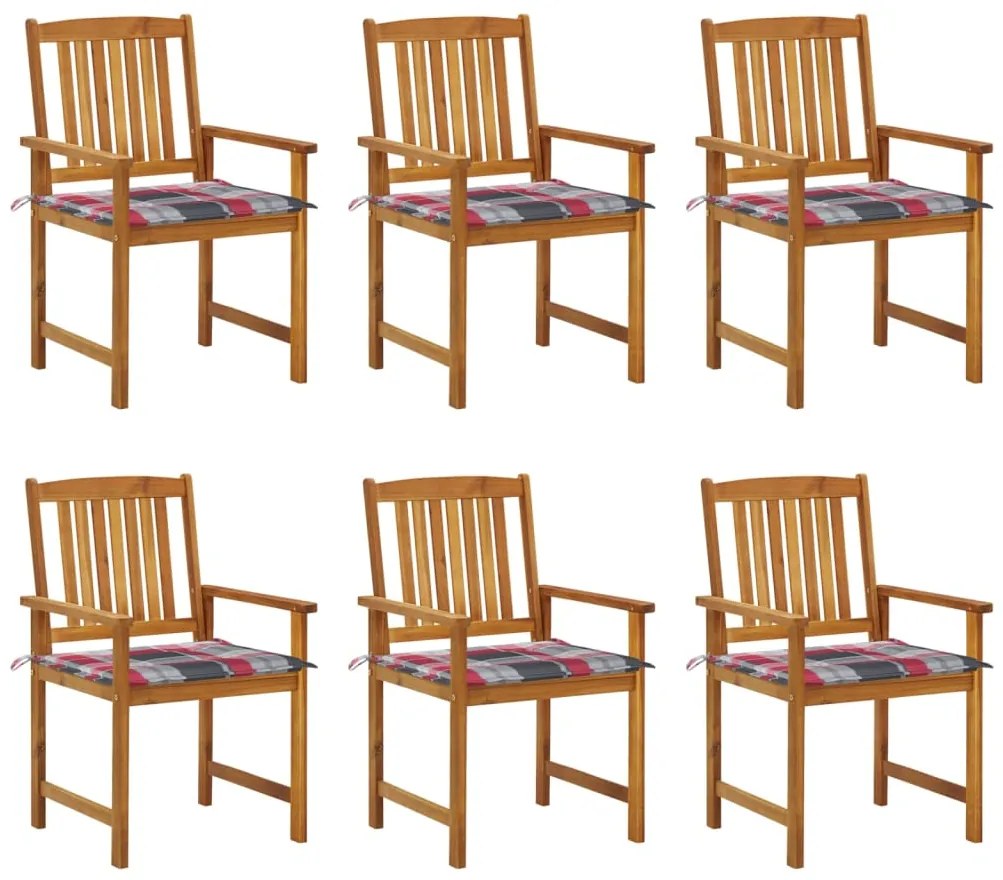 vidaXL Cadeiras de jardim com almofadões 6 pcs acácia maciça