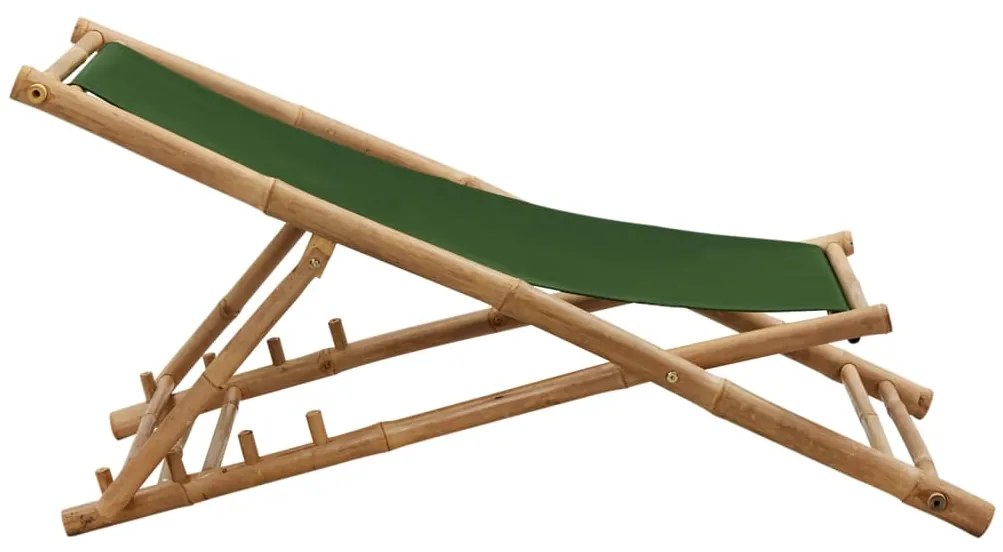 Espreguiçadeira de bambu e lona verde