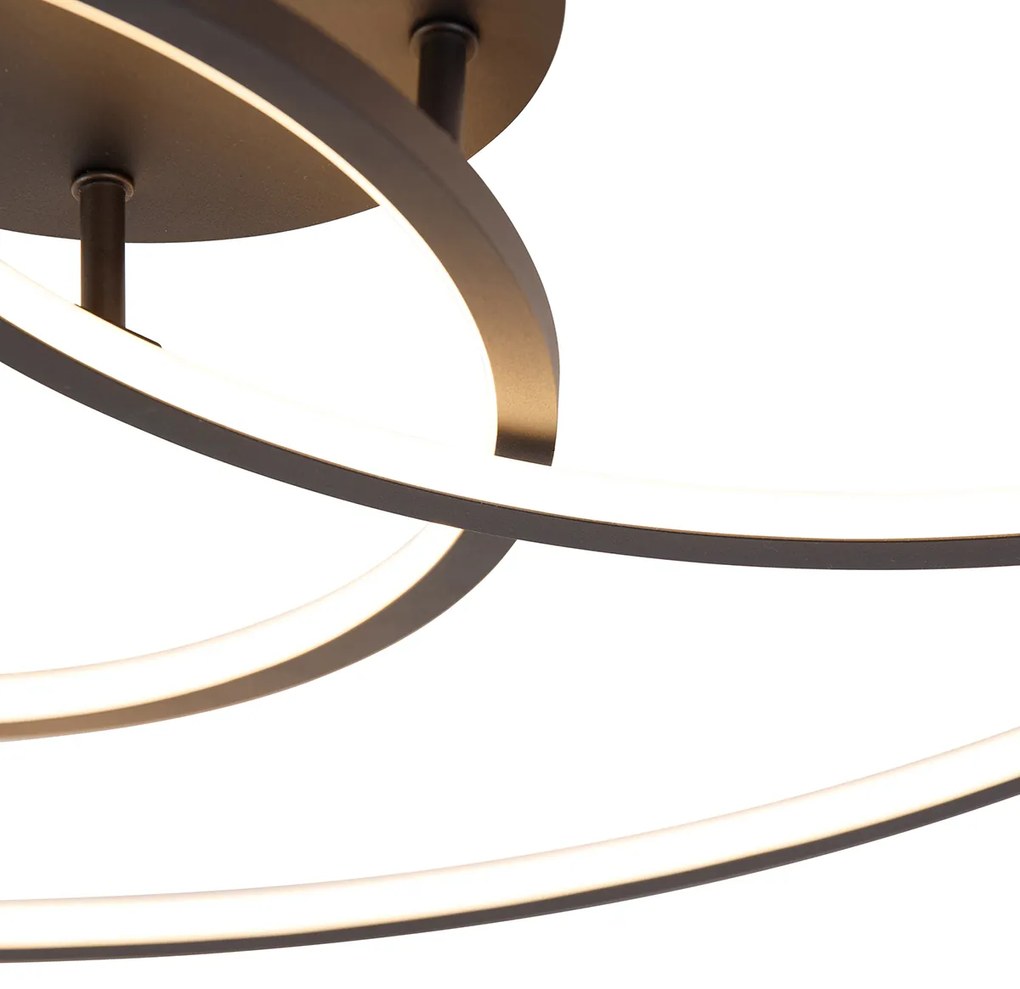 Candeeiro de teto preto 78 cm com LED regulável em 3 níveis - Rowin Design