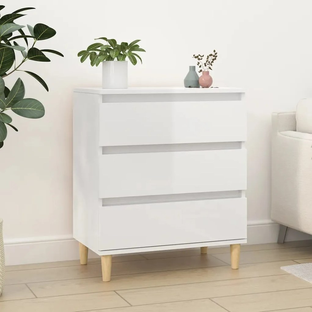 823042 vidaXL Aparador 60x35x70 cm derivados de madeira branco brilhante