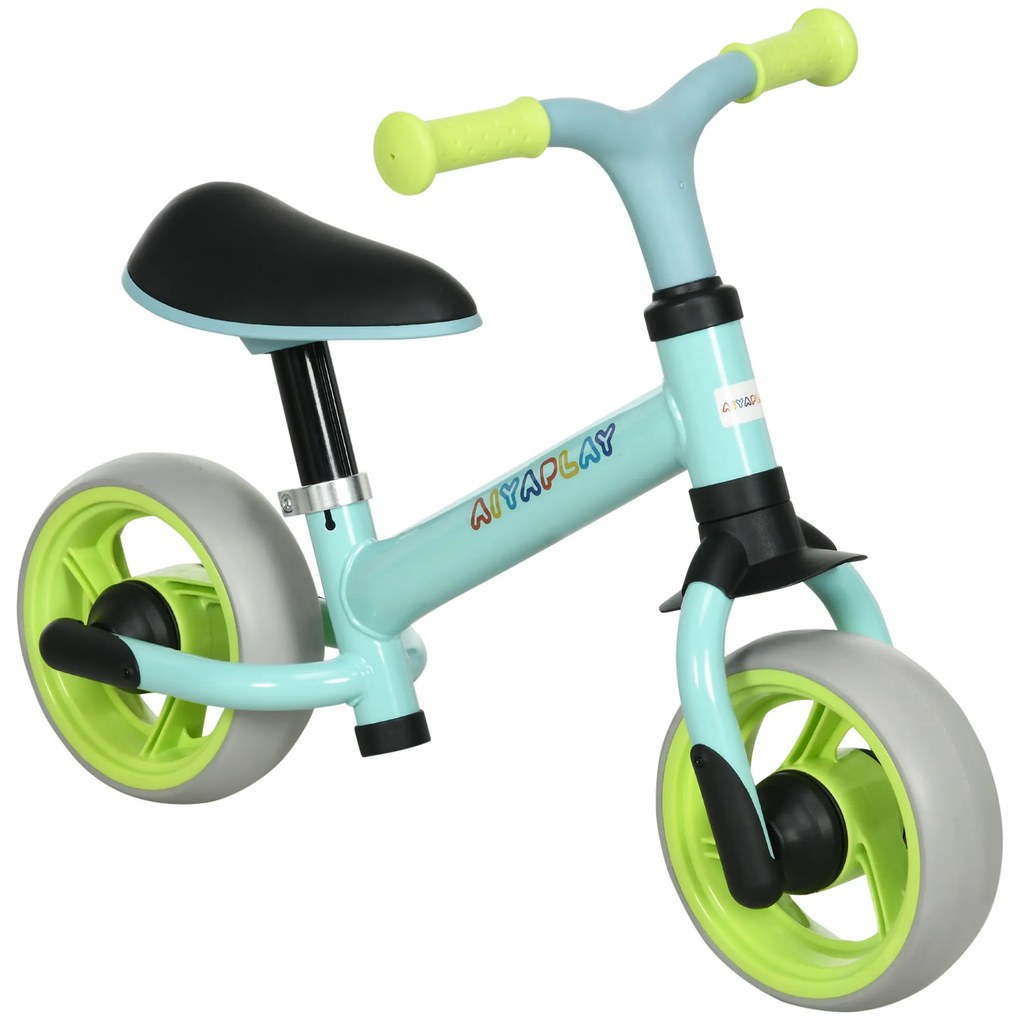 Bicicleta sem Pedais para Crianças de 18-48 Meses Bicicleta de Equilíbrio com Assento Ajustável em Altura 66,5x34x47 cm Verde