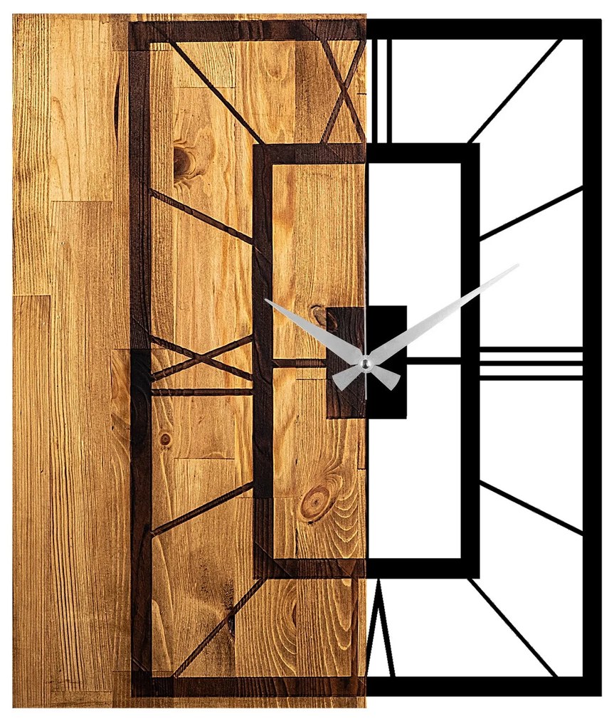Relógio de Parede Decorativo Mas-037 – Nogueira Clara e Preto – 49 x 3