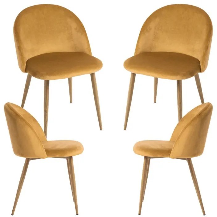 Pack 4 Cadeiras Vint Veludo - Mostarda