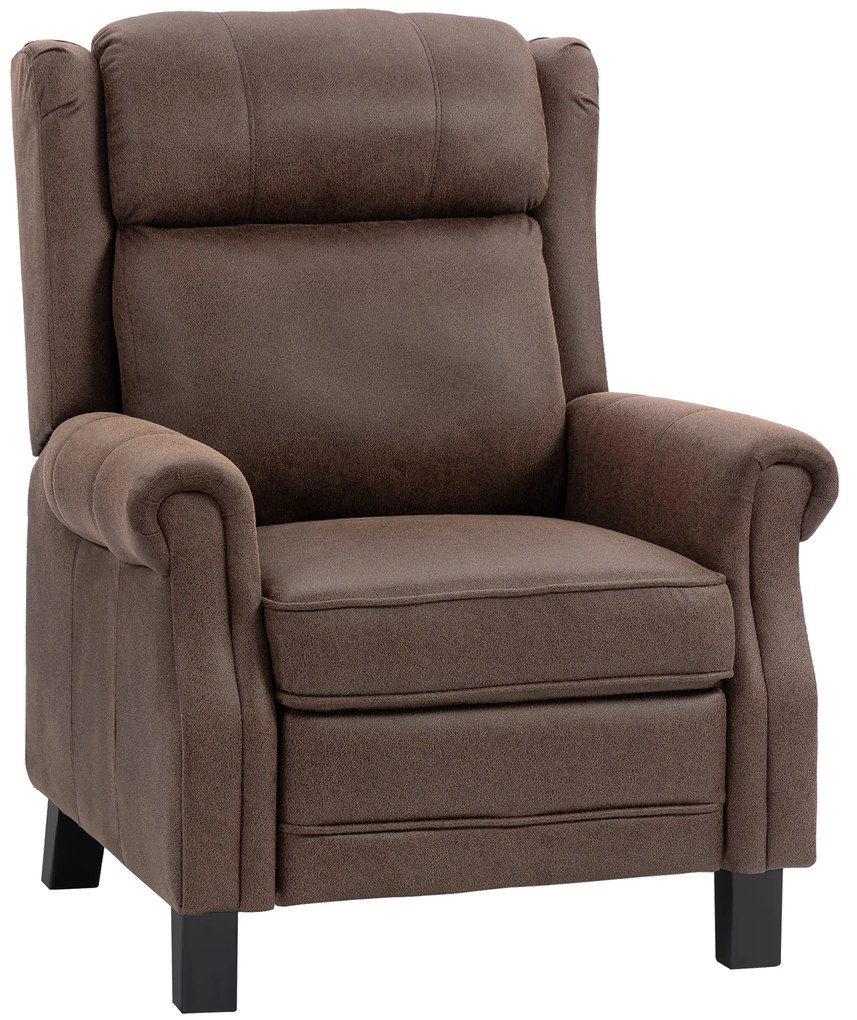 HOMCOM Poltrona Reclinável Manual Poltrona de Couro Sintético com Acolchoamento Espesso até 135º p84x85x104 cm Marrom | Aosom Portugal