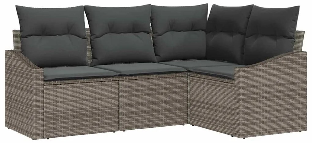 Conjunto de Jantar de Jardim com 4 Peças e Almofadas em Rattan Sintéti