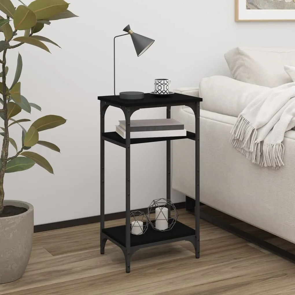 825797 vidaXL Mesa de apoio 40x30x75 cm derivados de madeira preto
