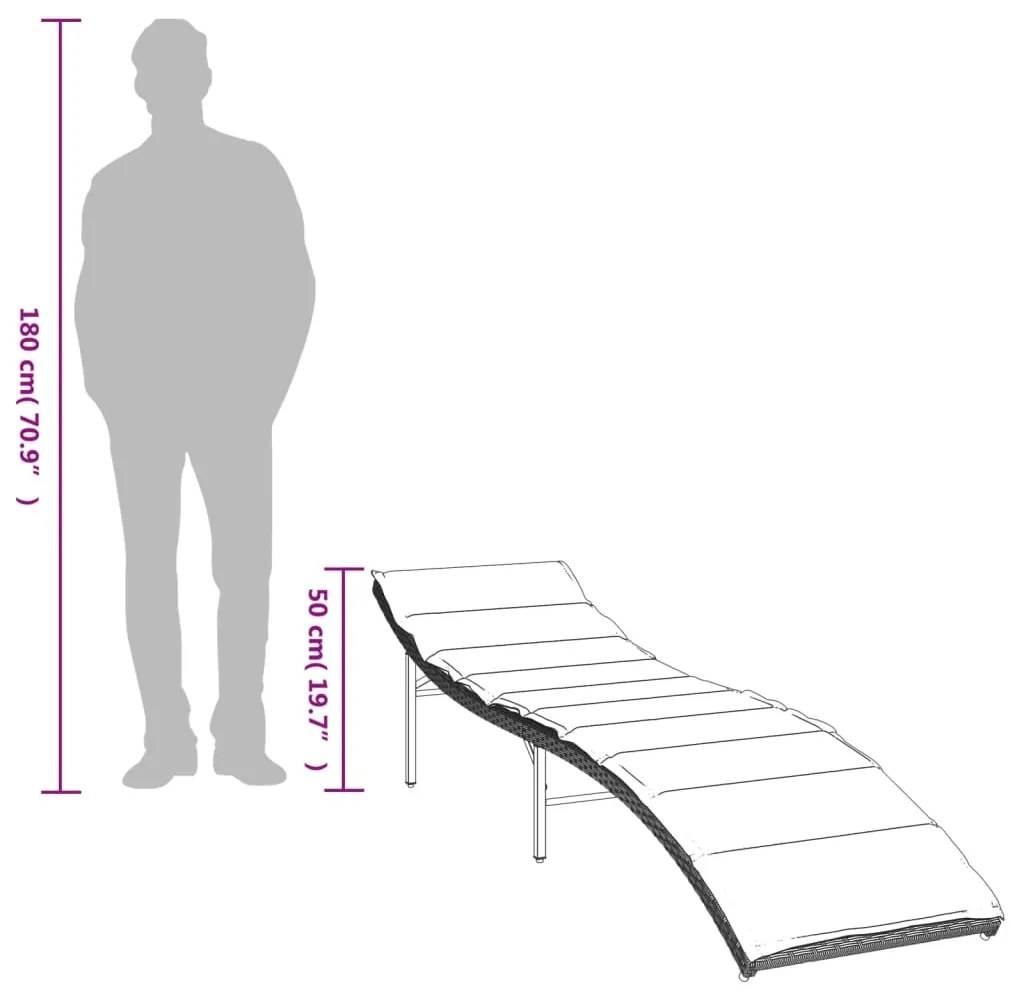 Espreguiçadeiras com mesa 2 pcs vime PE cinzento-claro