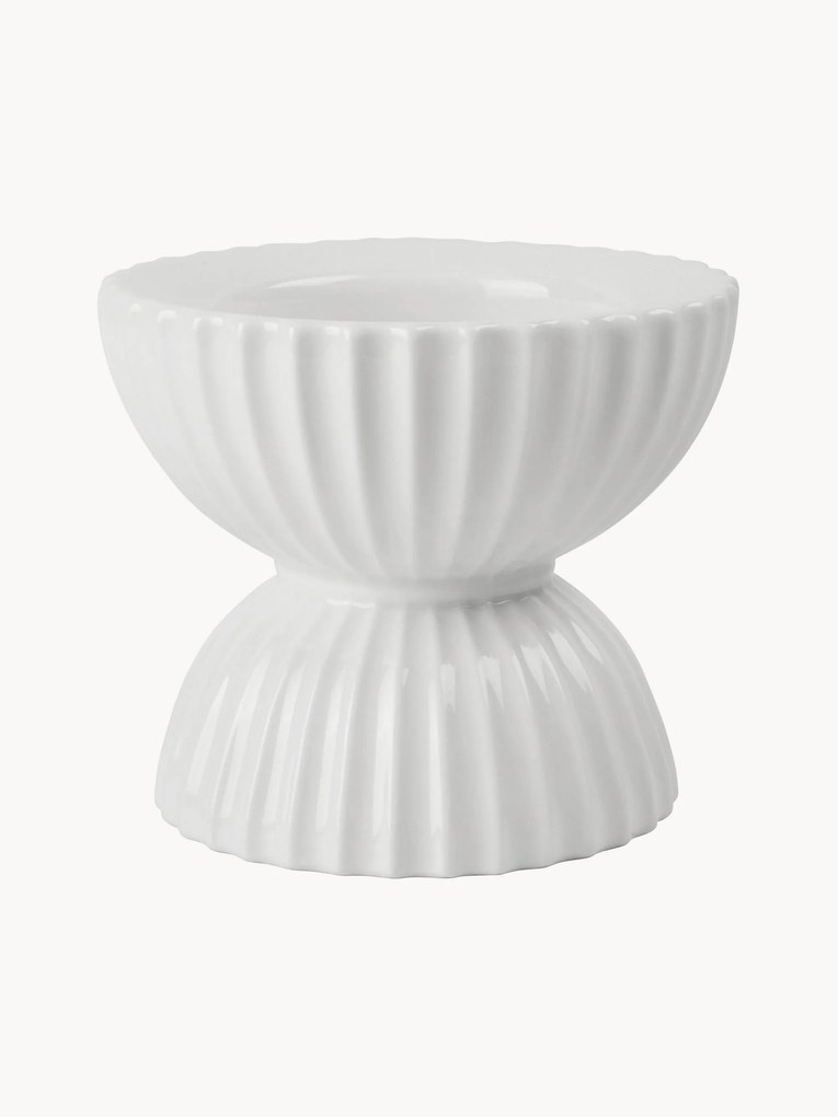 Suporte para vela em porcelana com superfície canelada Tura