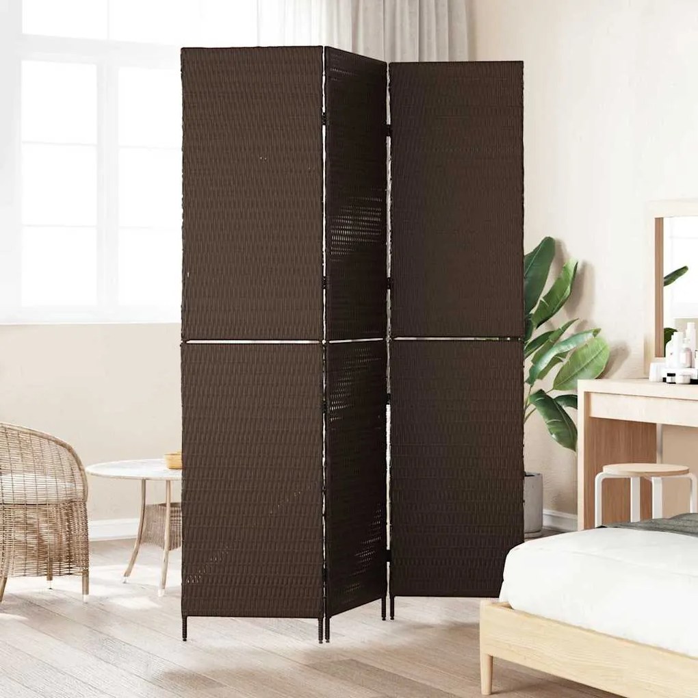 Divisória de Ambiente VidaXL 3 Painéis Dobrável Castanho 146x180 cm Po