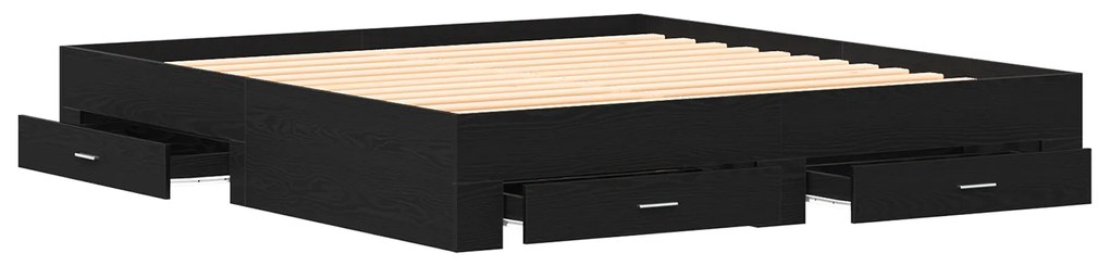 Cama com Gavetas vidaXL Carvalho Preto 180x200 cm Madeira de Engenhari