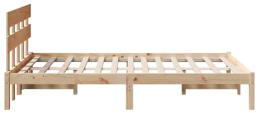 Estrado de Cama com Cabeceira 140x190 cm Madeira Sólida de Pinheiro