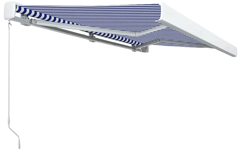 Toldo manual com caixa 350x250 cm azul e branco